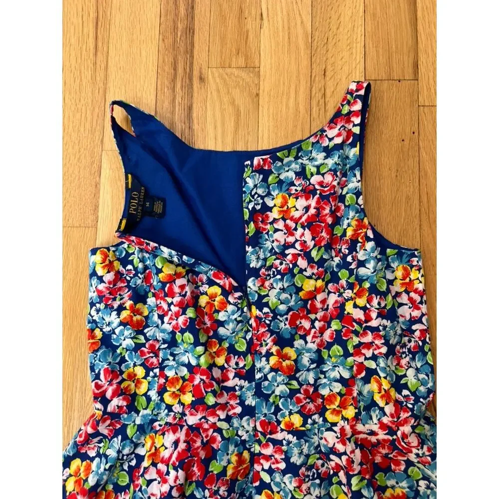 Polo Ralph Lauren Blue Floral Girl Dress (size 14)